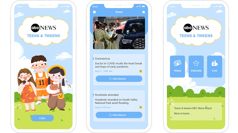 资讯类全球新闻卡通风格APP界面蓝色7页高保真含交互