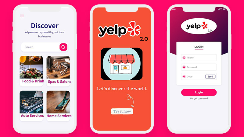 英文yelp简单商城地图紫色7页高保真韩交互