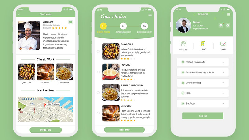 厨师上门private chefs点餐做饭美食英文17页高保真含交互