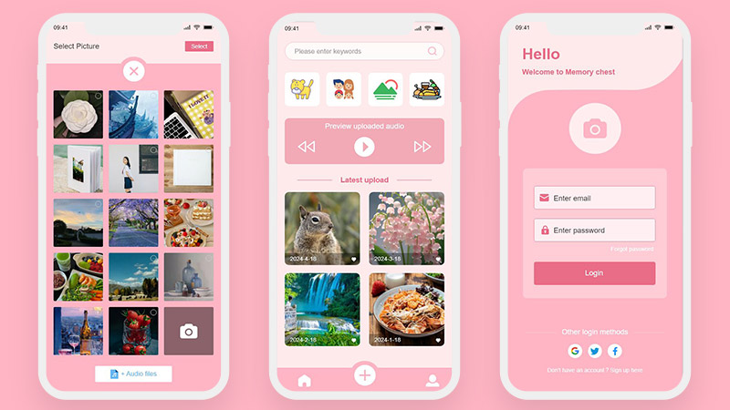 英文识别上传视频音频APP设计4页高保真含交互